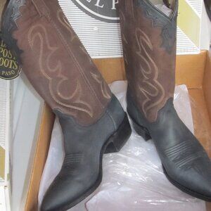 Women Cowboy Boots Dan Post size 8 1/2M Black Chocolate Oily Vintage with tags
